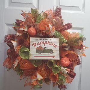 Fall deco mesh wreath